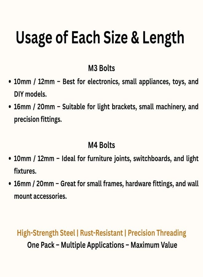 GENERASIS Hex Nut and Bolt Set (Metric Size M3 & M4 | 304 Stainless Steel Hex Bolts, Nuts & Washers Assortment Kit with Storage Box (280 Pieces Large Kit)) - Image 3